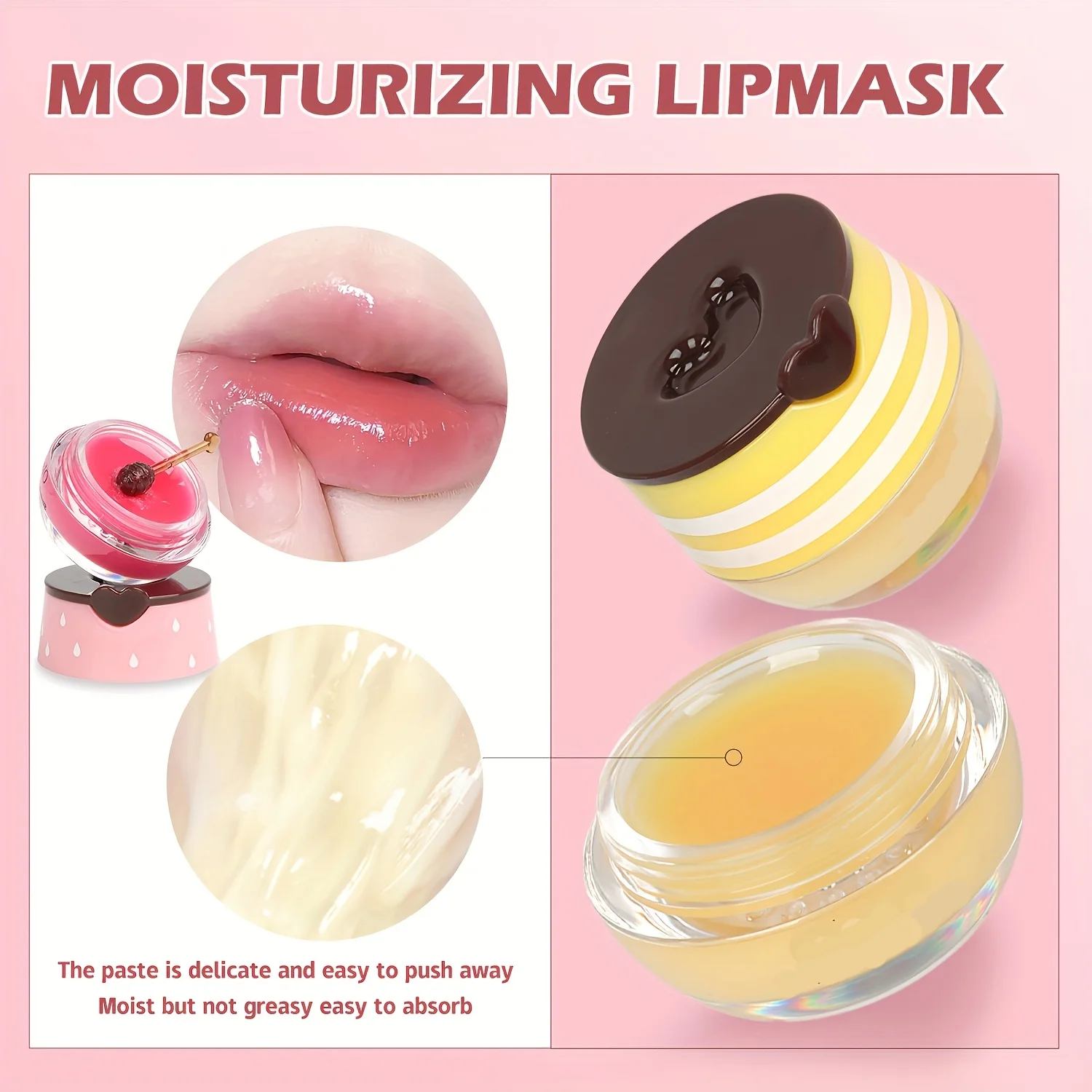 Lip Mask Honey Pot, Moisturizing Lip Mask with Brush, Lip Sleeping Mask Overnight, Hydrating Lip Balm, Lip Mask Propolis - Image 4