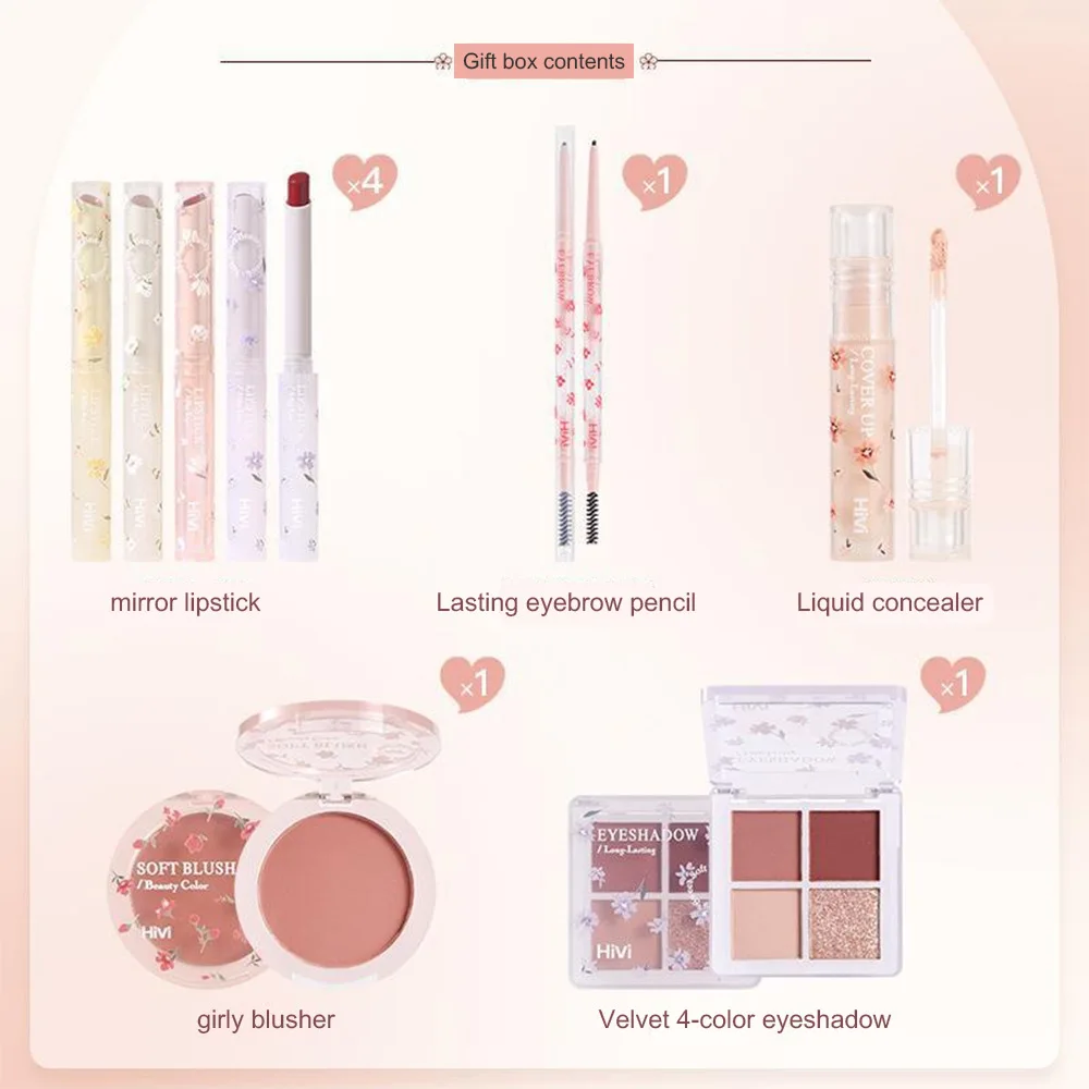 8-Piece Beauty Set with Lipstick, Concealer, Eyeshadow, Eyebrow, and Blush Makeup - Image 6