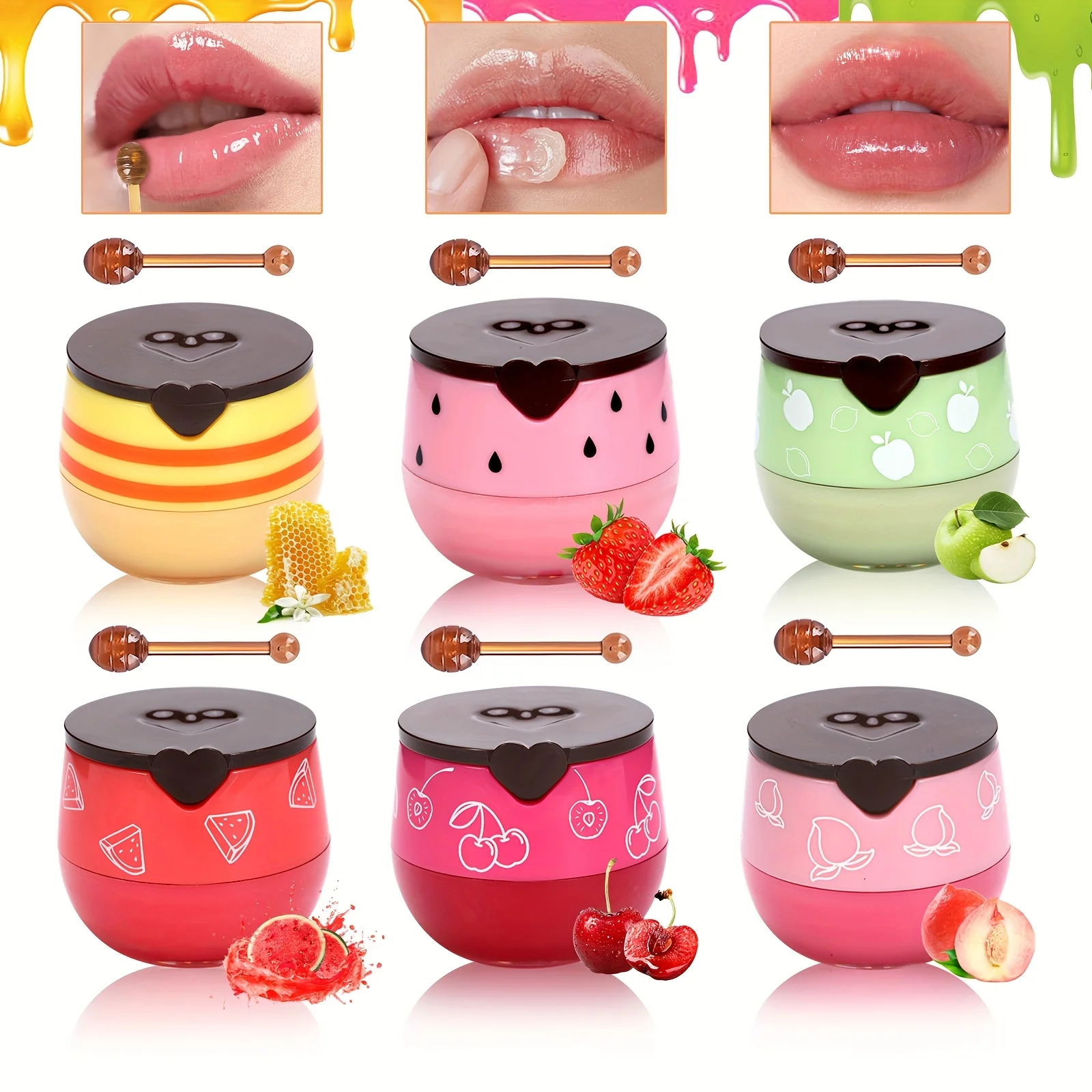 Lip Mask Honey Pot, Moisturizing Lip Mask with Brush, Lip Sleeping Mask Overnight, Hydrating Lip Balm, Lip Mask Propolis - Image 2