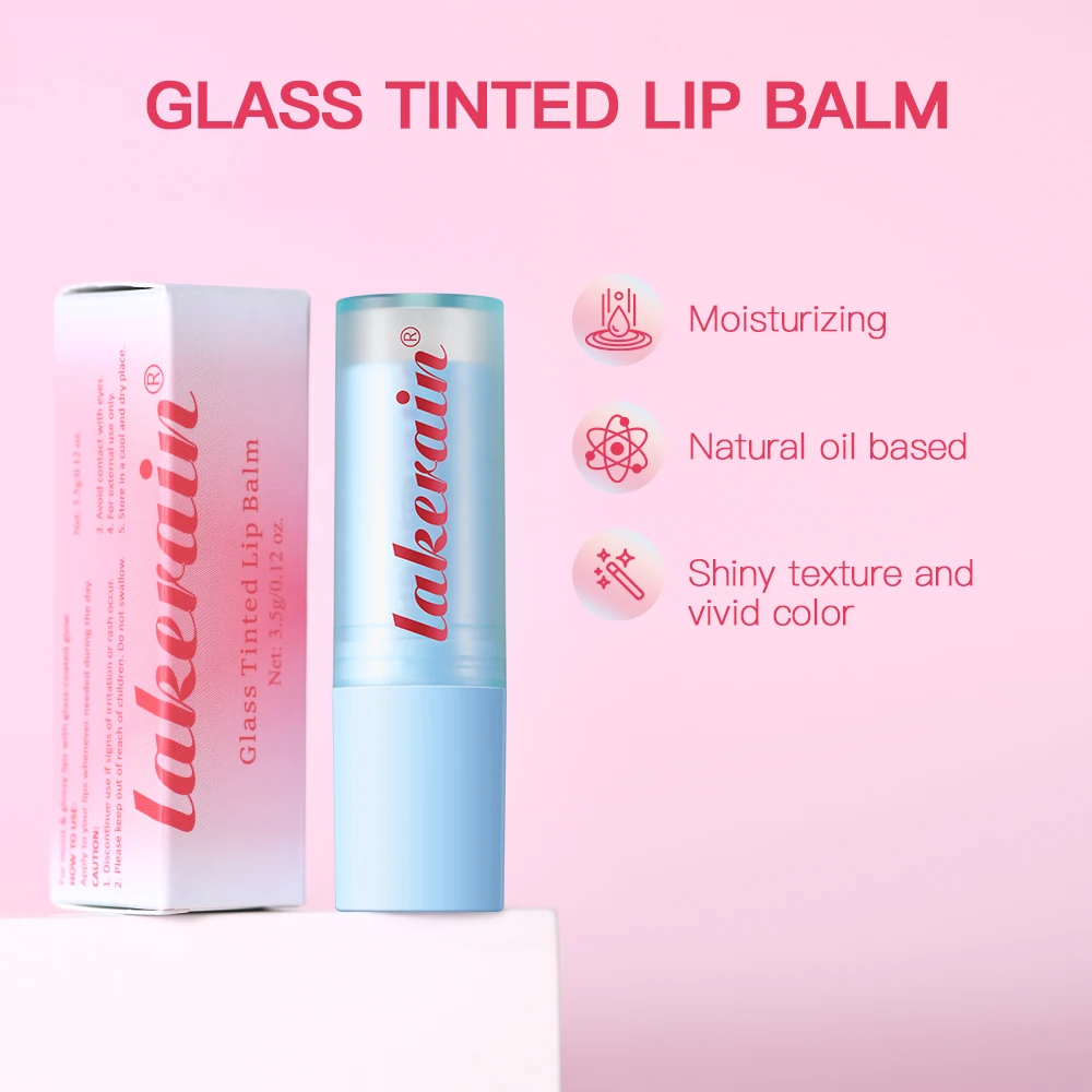HOT Glass Tinted Lip Balm Light Cherry Red Orange Glow Moisturizing Vegetarian Lip Balm With Bright Clear Color Lip Cosmetics - Image 2