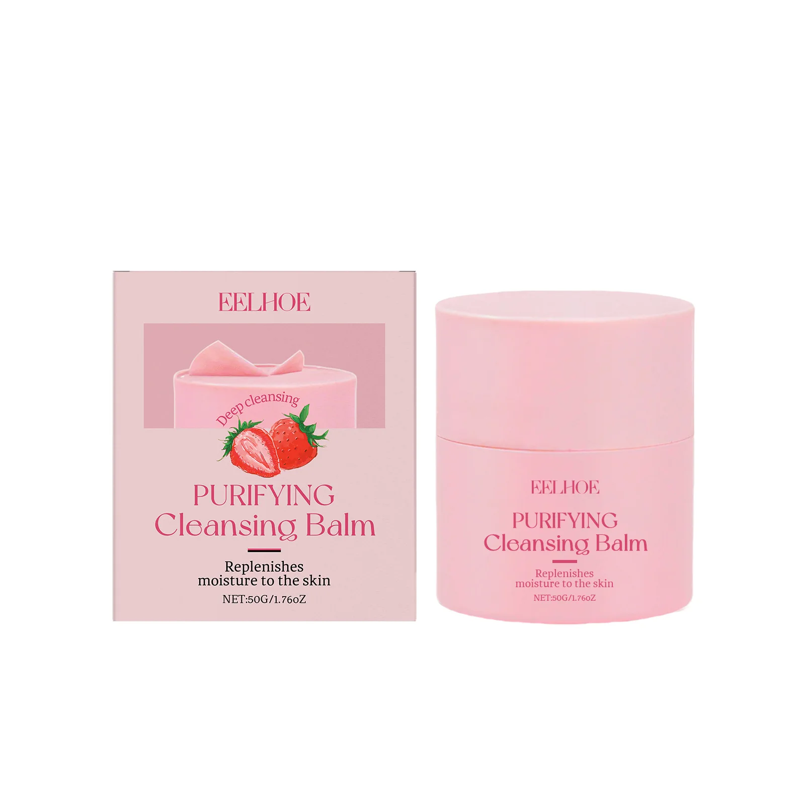 EELHOE Strawberry Cleansing Balm Makeup Remover Deep Cleansing Face Pore Cleaning Oil-Based Magic Purifying Cleansing Balm 50g - Image 2