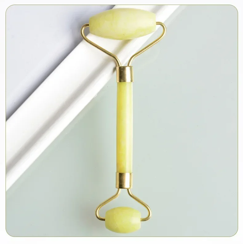 Facial Jade Massage Roller Set Guasha Board Double Heads Jade Roller for Face Natural Stone Massage Slimming Board Beauty Neck - Image 2