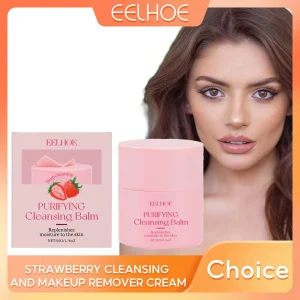EELHOE Strawberry Cleansing Balm Makeup Remover Deep Cleansing Face Pore Cleaning Oil-Based Magic Purifying Cleansing Balm 50g